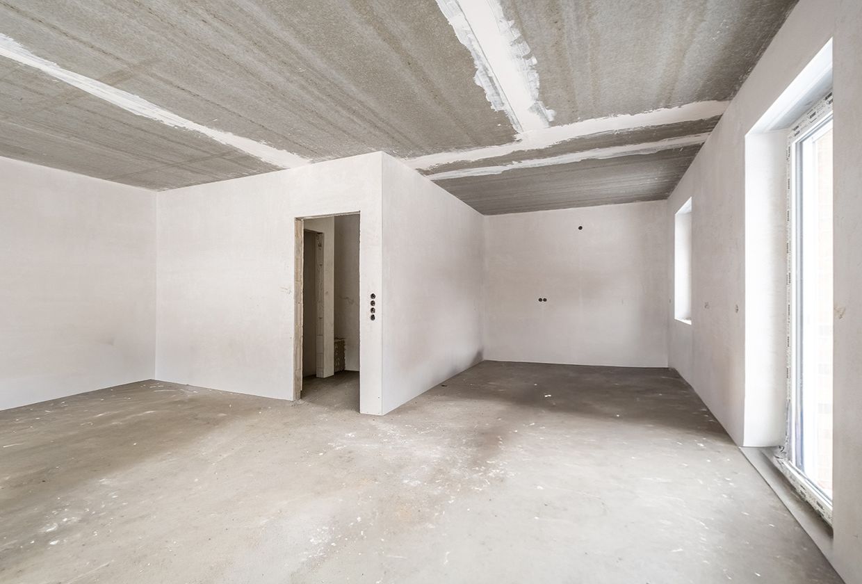 Neubau-Reihenendhaus links Küche vorher