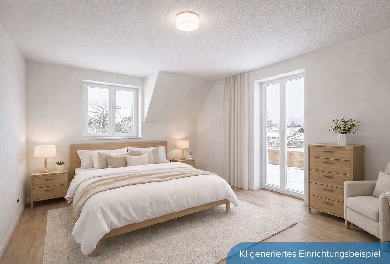 Neubau-Reihenendhaus rechts Schlafzimmer nachher