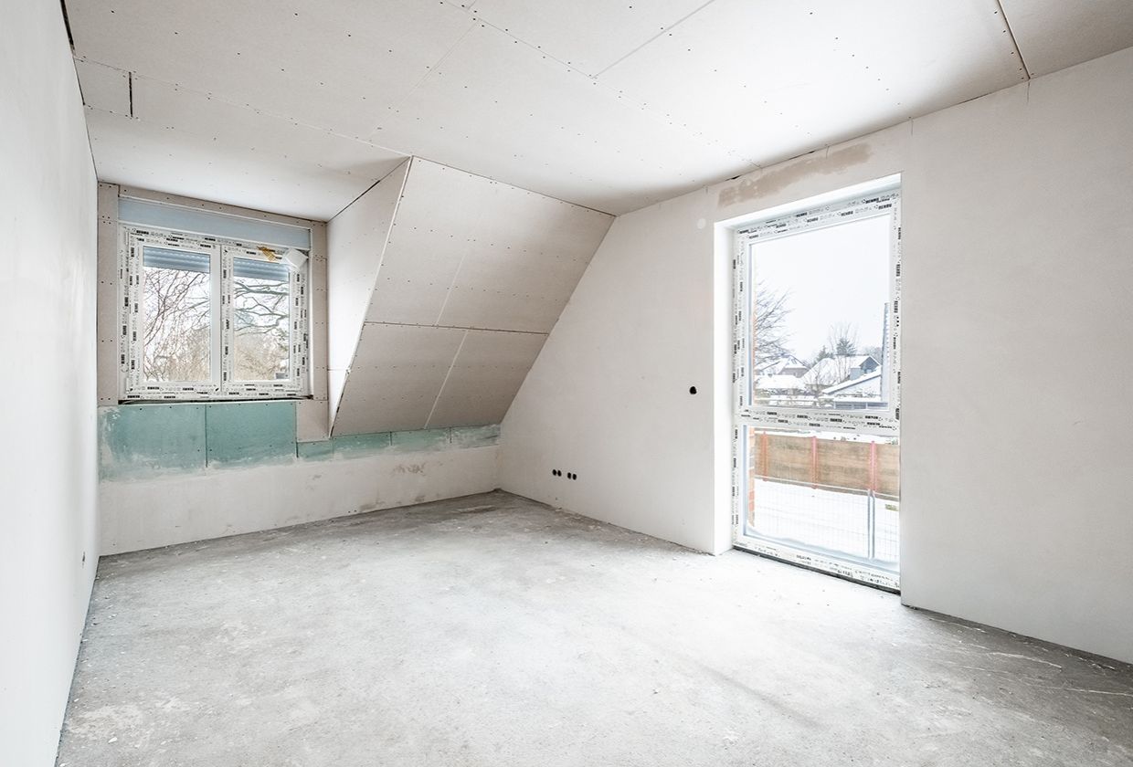 Neubau-Reihenendhaus rechts Schlafzimmer vorher