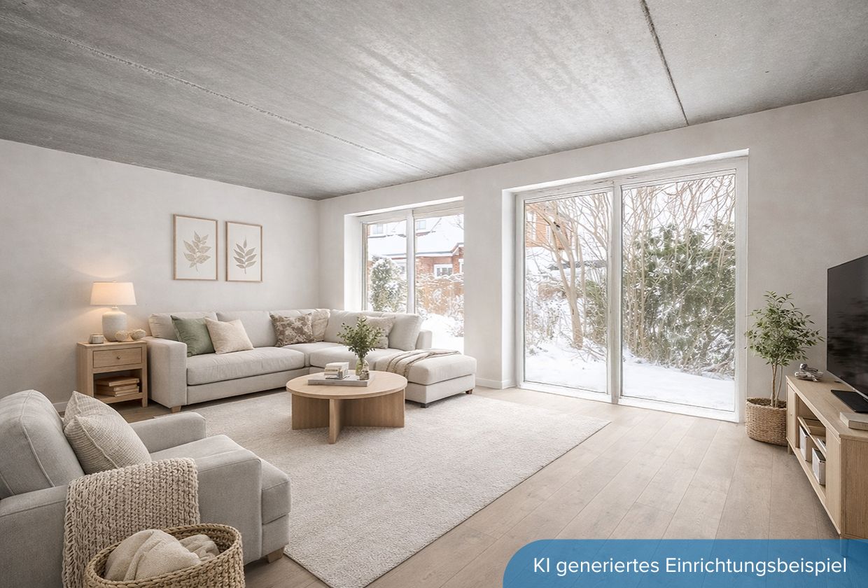 Neubau-Reihenendhaus rechts Wohnzimmer nachher